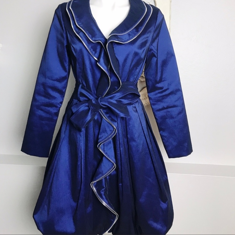 COPY - Samuel Dong | Blue Ruffle Zipper Trench Coat L